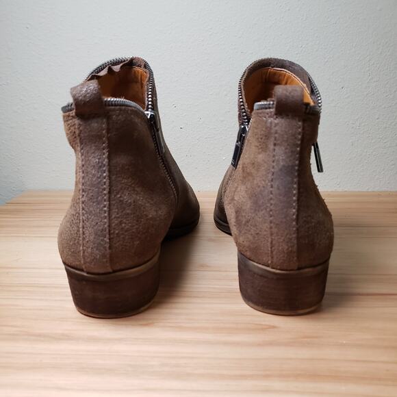Lucky Brand Women's 11 Bartalino Zip Ankle Booties Brown Suede Distressed‎ Fall - Picture 5 of 9